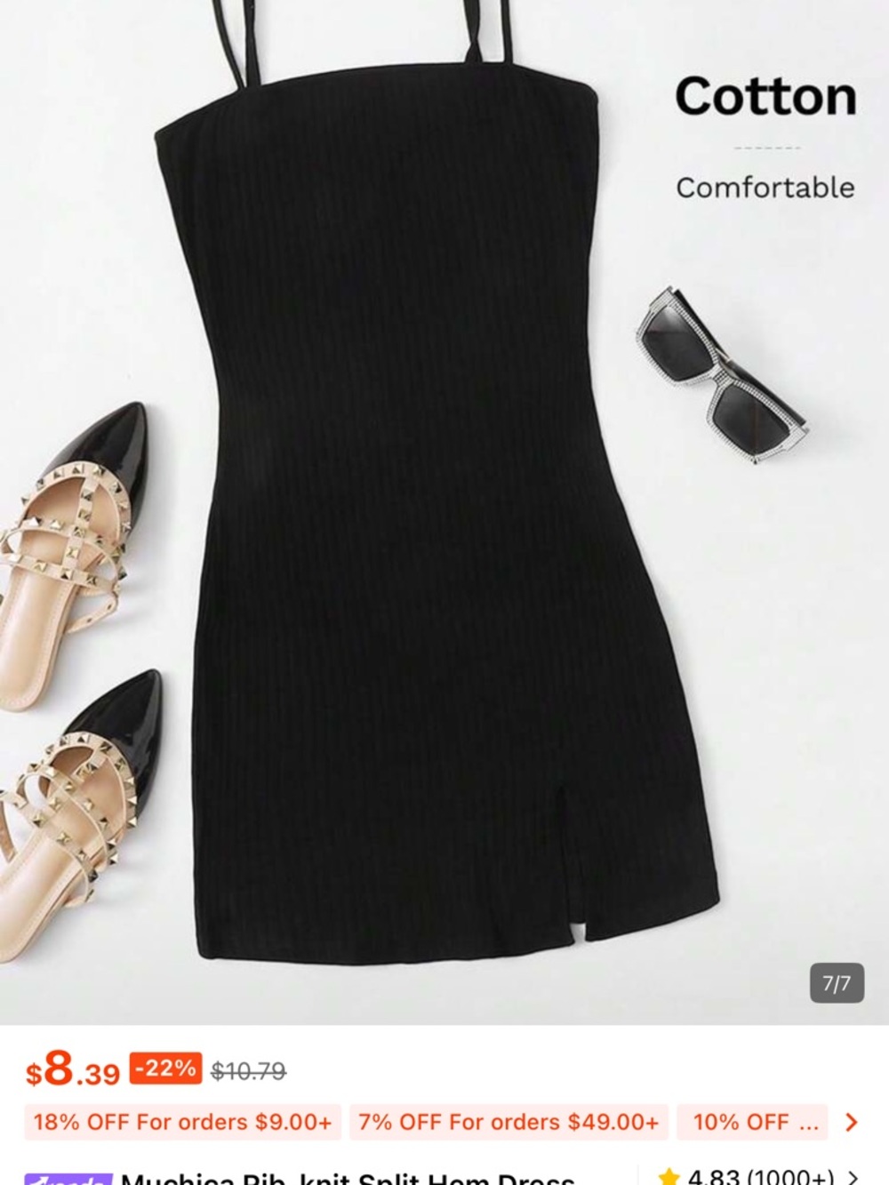 SHEIN Black Spaghetti Strap Mini Bodycon Dress - Picture 8 of 8